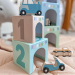 Load image into Gallery viewer, Jabadabado stacking cubes with vehicles